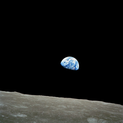 Earthrise, taken in 1968 Dec 24 by William Anders, an astronaut on board Apollo 8